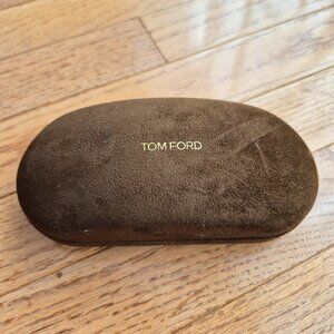 TOM FORD Brown Faux Suede Velvet Sunglasses Glasses Dome Hard Case Clam Shell